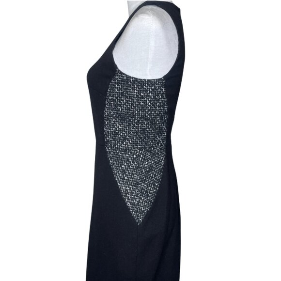 Banana Republic Black Sleeveless Lined Tweed Side Dress Zip Back Sz 2 - Picture 5 of 9